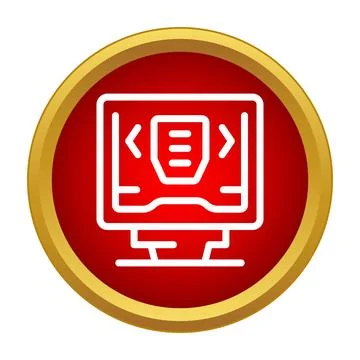 Computer monitor icon showing code tags for web development Stock Illustration
