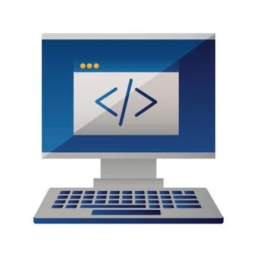 Computer monitor keyboard coding website Stock Illustration