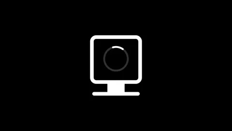 Computer monitor loading icon animation isolated on black background Stock Footage 345631946