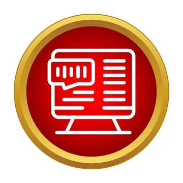 Computer monitor presenting data with a chat bubble icon 스톡 일러스트