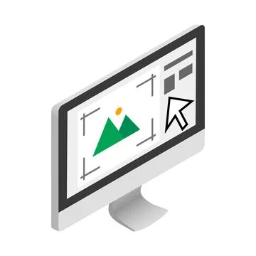Computer monitor with printer program icon Stock Illustration
