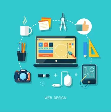Computer monitor with program for design Stock Illustration