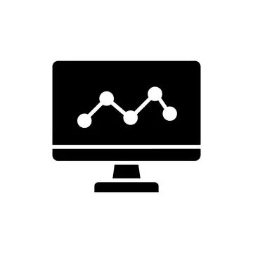 Computer Monitor Screen with Data Graph Icon 库存插图
