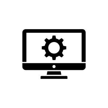 Computer Monitor Setting and Processing Icon Stock Illustration
