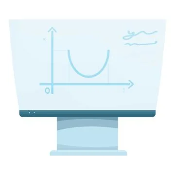 Computer monitor showing graph of function for mathematics class Stock Illustration