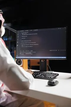 Computer monitor showing source code Stock Photos
