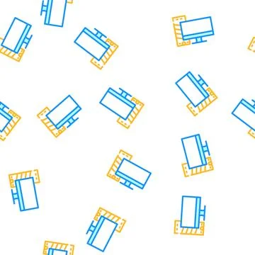 Computer with monitor vector seamless pattern 库存插图