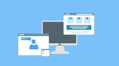 Computer Monitor with Web Browser Windows Animation Stock Footage 316489962