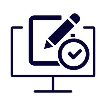 Computer, monitor, web, pen, website editing icon Stock Illustration