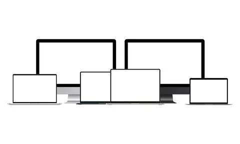 Computer Monitors and Laptops Mockups With Blank Screens Stock Illustration