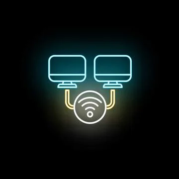 Computer monitors connecting wirelessly communicating data transfer Stock-Illustration