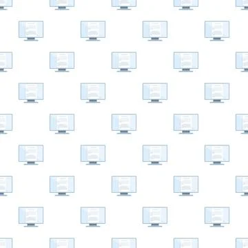 Computer monitors displaying document files seamless pattern イラスト素材