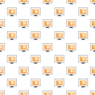 Computer monitors displaying padlocks creating data protection pattern Stock Illustration