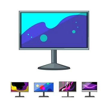 Computer monitors showing abstract digital display content Stock Illustration