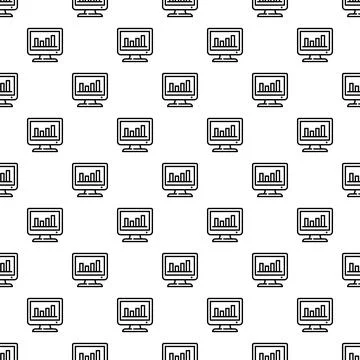 Computer monitors showing business data charts seamless pattern 库存插图