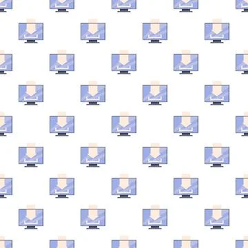Computer monitors showing download process seamless pattern Stockillustratie