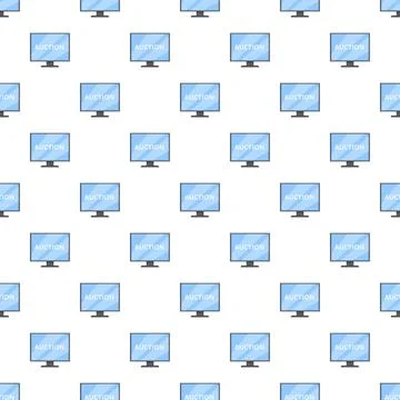 Computer monitors showing online auction seamless pattern Illustrazione stock