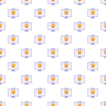 Computer monitors showing security lock pattern Stock Illustration