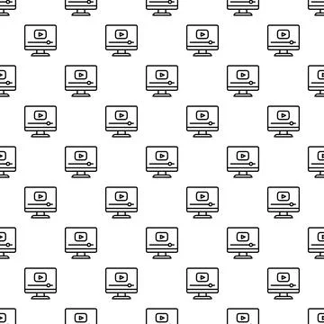 Computer monitors showing streaming video player pattern Illustrazione stock