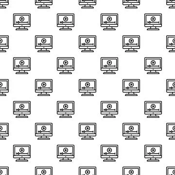 Computer monitors showing video player seamless pattern Stockillustratie