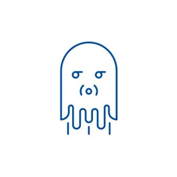 Computer monster line icon concept. Computer monster flat vector symbol, sign Illustrazione stock