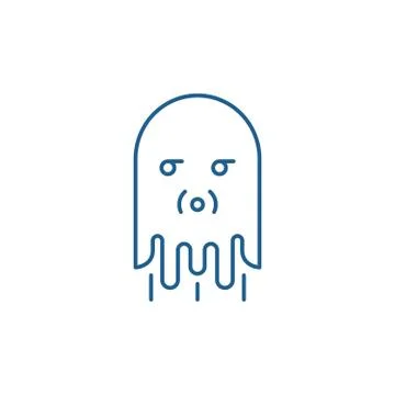Computer monster line icon concept. Computer monster flat vector symbol, sign Illustrazione stock