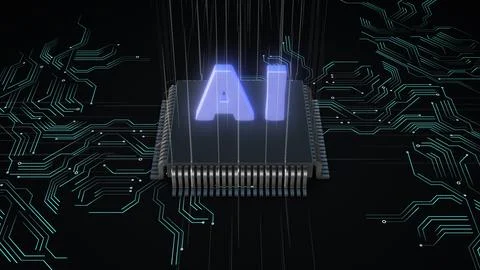 Computer mother board chip with AI concept Illustrazione stock