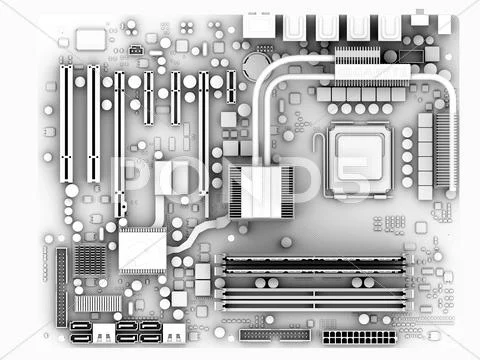 Computer motherboard, artwork Stock Illustration