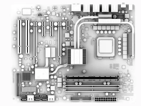 Computer motherboard, artwork Stock Illustration