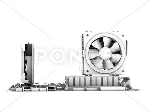Computer motherboard, artwork Stock Illustration