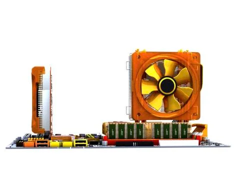 Computer motherboard, artwork Stock Illustration