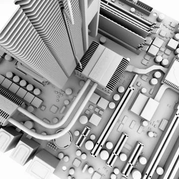 Computer motherboard, artwork Stock Illustration