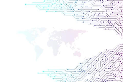Computer motherboard background with circuit board electronic elements Illustrazione stock