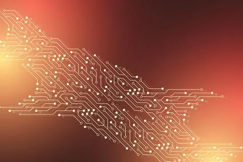 Computer motherboard background with circuit board electronic elements Illustrazione stock