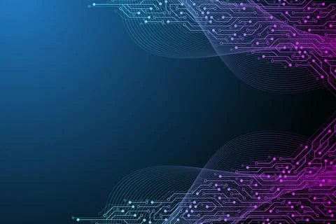 Computer motherboard background with circuit board electronic elements Illustrazione stock
