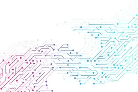 Computer motherboard background with circuit board electronic elements Illustrazione stock