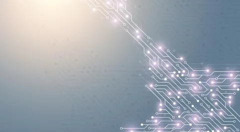 Computer motherboard background with circuit board electronic elements Illustrazione stock