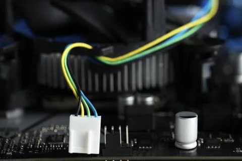 Computer motherboard as background, closeup. Electronic engineering Foto stock