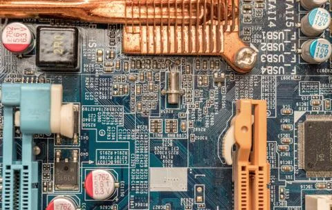 Computer Motherboard background connector socket Stock Photos