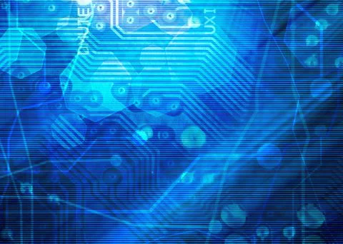 Computer motherboard on a blue background Stock Photos