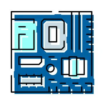 Computer motherboard circuit board hardware vector icon Illustrazione stock