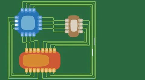 Computer motherboard circuit, loopable Video stock 1086911