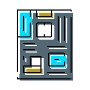 Computer motherboard circuitry component technology icon Stock-Illustration