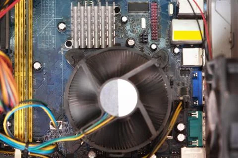 Computer Motherboard Close Up. Computing device concept. Foto stock