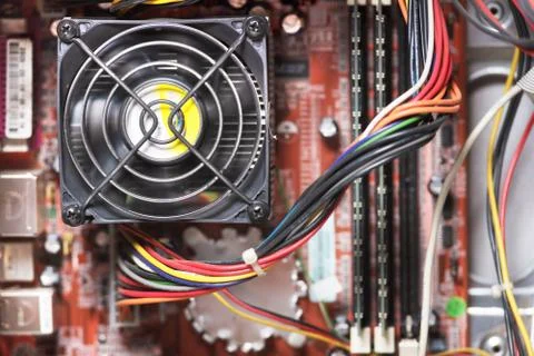 Computer Motherboard Close Up. Computing device concept. Stock-Fotos