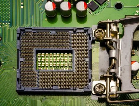 Computer motherboard close up Stock Photos