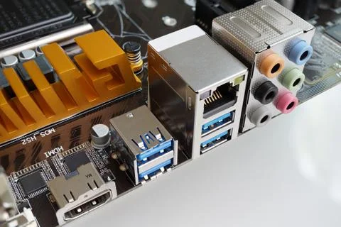 Computer motherboard closeup Stock Photos