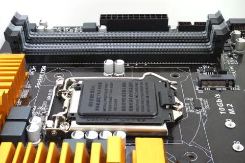 Computer motherboard closeup Stock Photos
