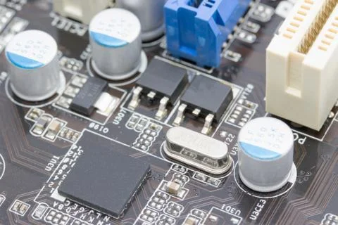 Computer motherboard closeup Stock Photos