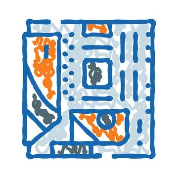 Computer motherboard components and electronic circuitry illustration Ilustración de archivo